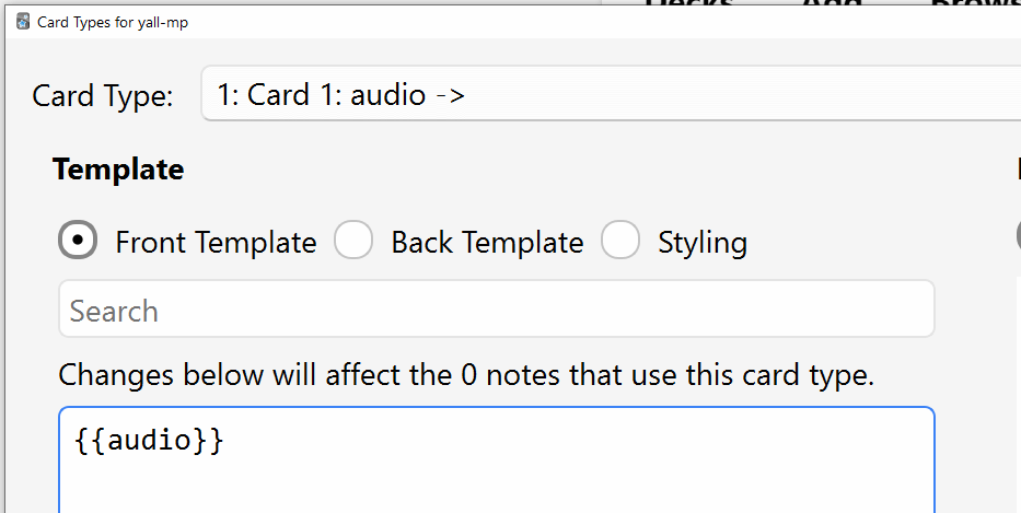 Defining the front side of Anki card template